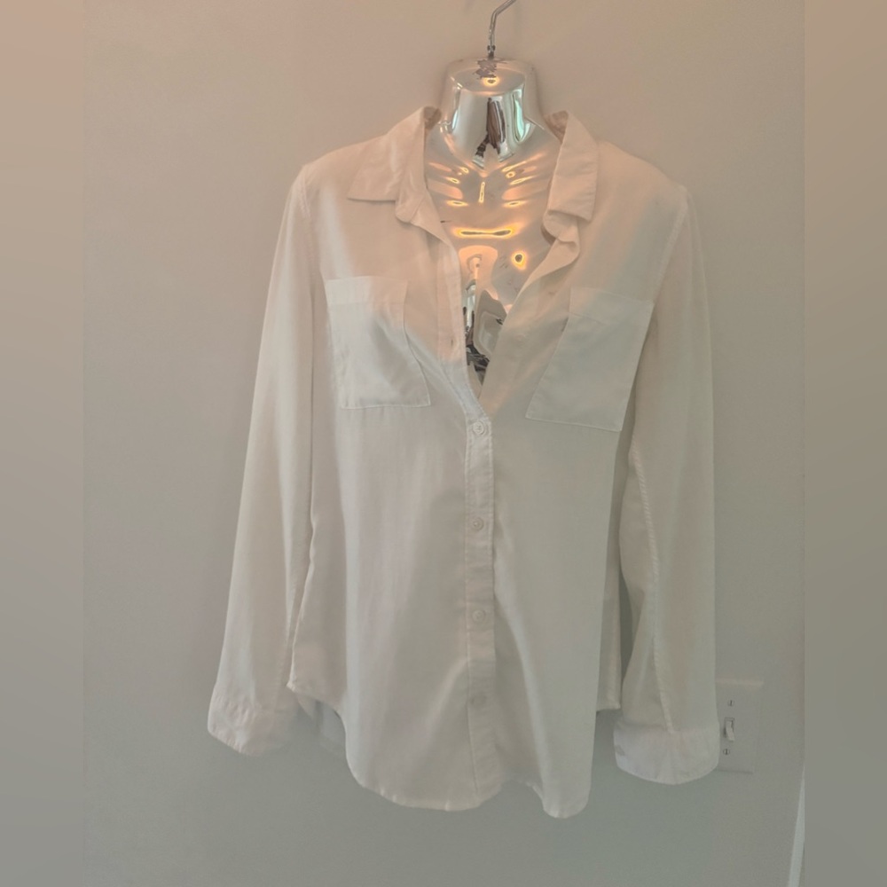 Altar'd State White Button Down Shirt with Notched Collar